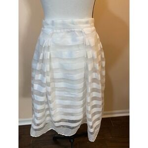 Milly White Tulle Striped Skirt sz small EUC